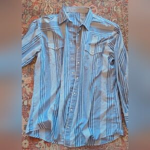 Men's Blue Striped Button-Down Shirt